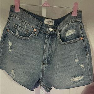 Sneak Peek Distressed Light Blue Jean Shorts